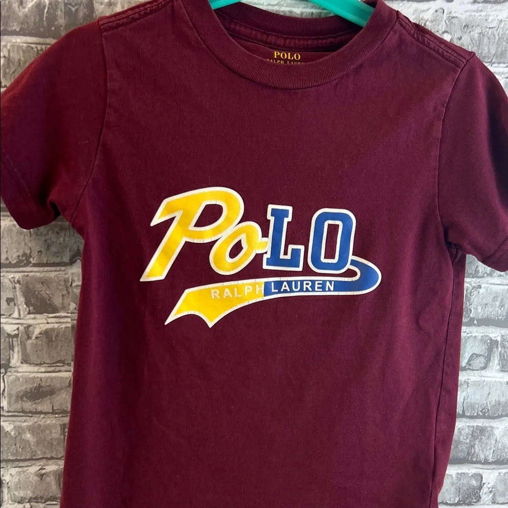Boy's Ralph Lauren Kids Burgundy Tee with Logo‎
